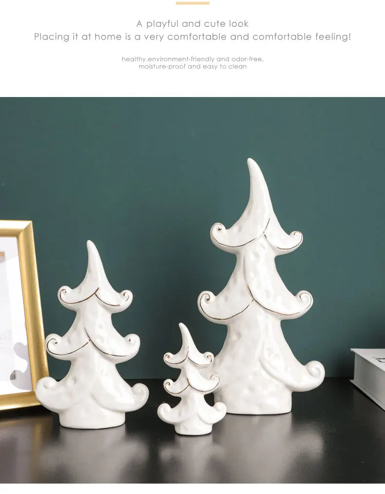 Nordic Style Ceramic Tree Figurines Christmas Decorations