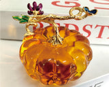 Glass Pumpkin Paperweight Halloween Home Decor Table Ornament
