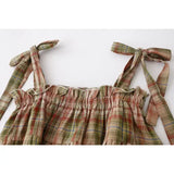 Mushroom Green Plaid Ruffle Top Y2k Goblincore
