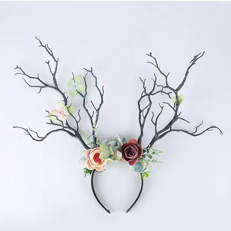 Midsummer Night Deer Antlers Tree Branch Headband