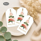 40pcs Watercolour Christmas Tags Gift Labels with Jute Rope