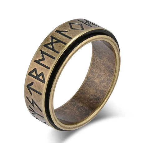 Nordic Viking Runes Spinning Ring Titanium Steel Anxiety Jewellery