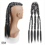 Viking Mohawk Cornrow Braided Mullet Wig Synthetic Thick 5 Braids with Metal Rings for Cosplay