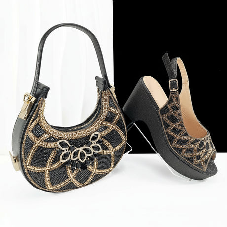 Patty's Peep Toe Shoes and Matching Bag Comfortable Party Shoes Platform Flats