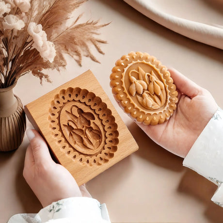 Seasonal Holiday Wooden Cookie Moulds Baking Tools Gifts for Bakers