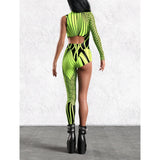 Asymmetrical Women Cyberpunk  Bodysuit Costume Colourful Jumpsuit Cosplay Halloween Party Performance Suit