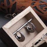 Filigree Stainless Steel Huggie Earrings for Men with Wooden Box