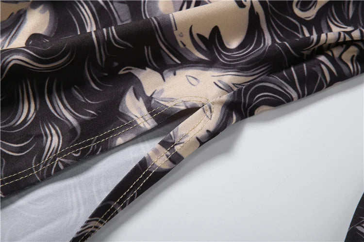Wild Horses Full Sleeve Long Bodycon Dress Stretch