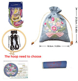 DIY Storage Drawstring Bag Embroidery Kit with Hoop DIY Craft Kits