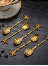Golden Dragonfly Flower Bird Starfish 11CM Mini Spoon Teaspoon
