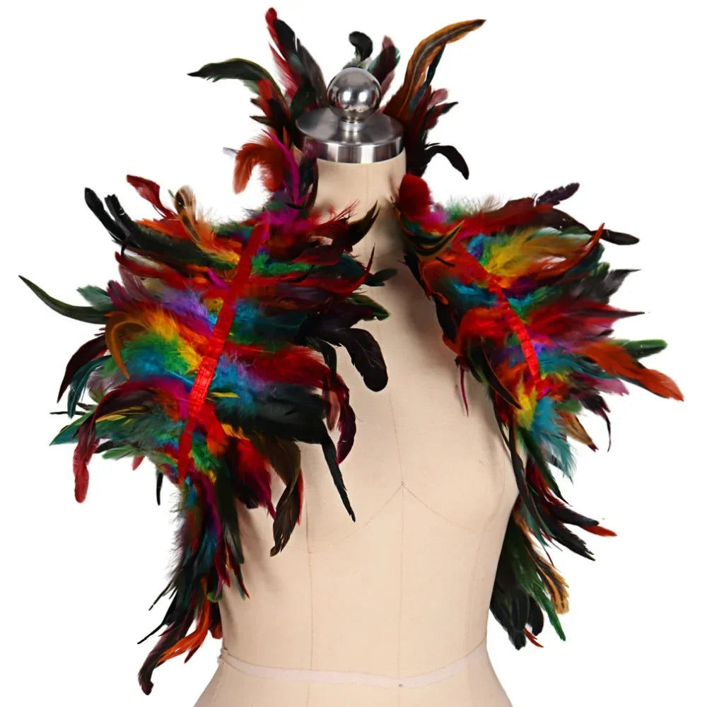 Feather Shoulder Epaulettes Festival Rave Wear