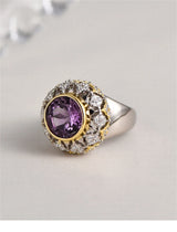 The Eye of Joy S925 Sterling Silver Ring Natural Amethyst Zircon