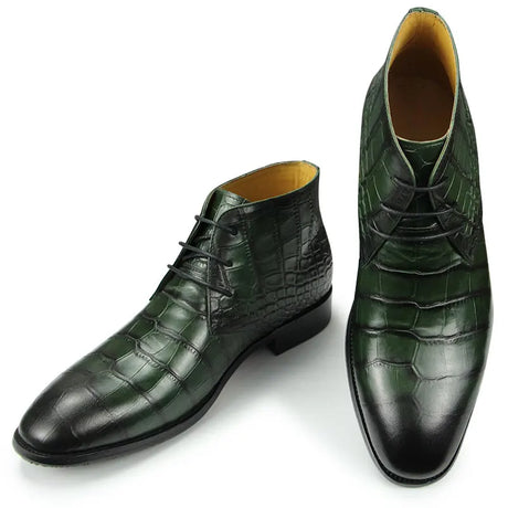 'Gator Men's Ankle Boots Genuine Leather Handmade Dress Shoes