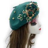 Margie's Flower Diamonte Winter Autumn Beret 10 Colours