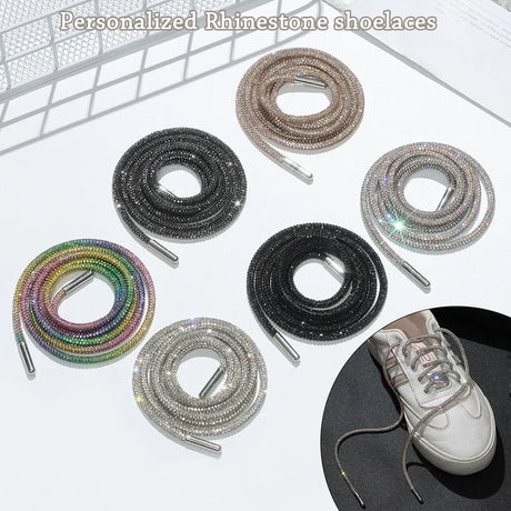 One Rhinestone Shoelace Casual Sneakers Round Shoe Laces Rainbow Diamond Cross Braiding 100/120/140/160CM