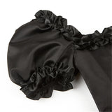 Lady Cataline's Black Ruffled Lace Gothic Overbust Corsets