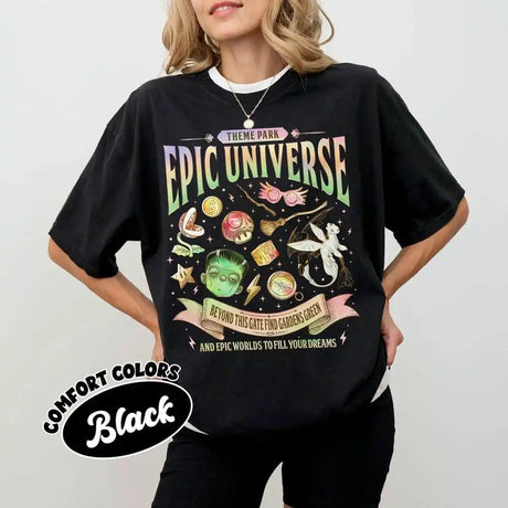 Epic Universe Unisex Tee Cotton T-Shirt Fantasy Family Theme Park Trip Orlando Park