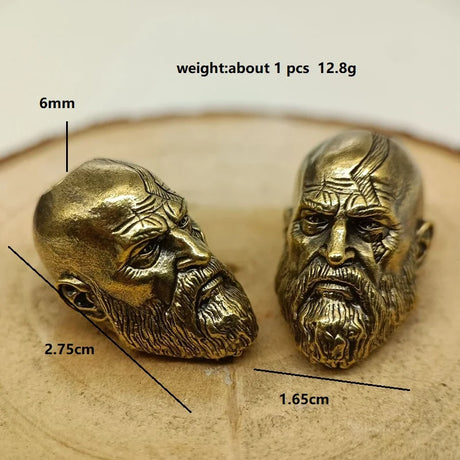 Spartan Warrior Brass Paracord Lanyard Bead Charms Dreadlock Beard Bead