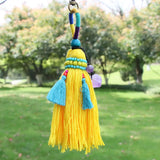Boho Colourful Crystal and Beading Tassel Keychains Amethysts Purple Crystal Charm Long Tassel Keyrings Hanging Decor