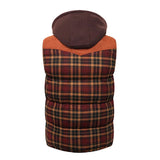 Woodsman Cotton Plaid Hooded Puffer Vest Jacket Thick Warm Winter Plaid Sleeveless Coat