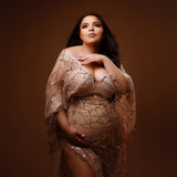 Champagne Gatsby Tulle Maternity Gown Photoshoot Dress