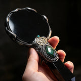 Black Obsidian Scrying Mirror Divination Plate Witch's Altar Decor