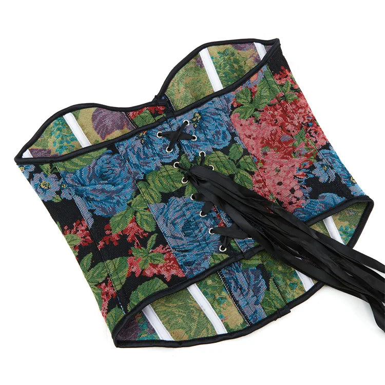 Dandelion Overbust Corset Top Floral Monet Oil Painting Corsets