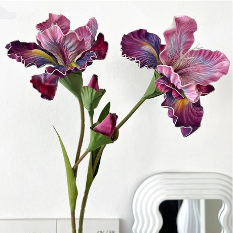 Irises Oil Painting Stylised 45cm Artificial Flower EVA Velvet Feel