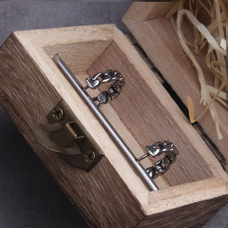 Chain Stainless Steel Huggie Hoop Earrings for Men with Wooden Box