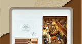 Magic Night Alley DIY Wooden Book Nook Shelf Insert Miniature Building Kits Bookshelf Decor with LED Lights