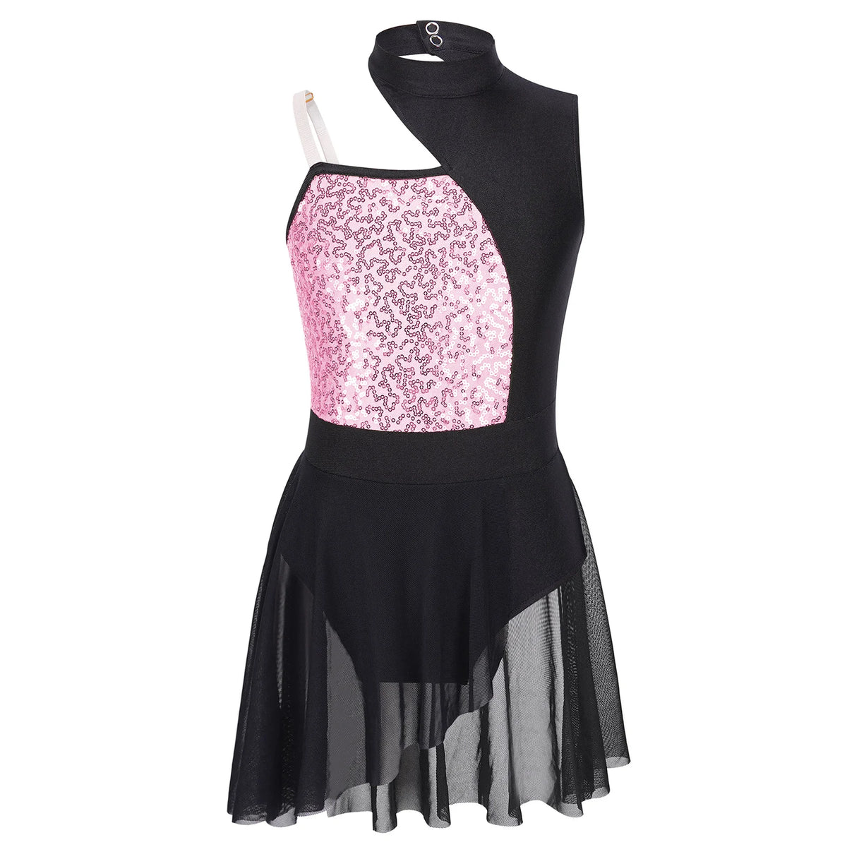 Girls Ballet Gymnastics Figure Ice Skating Sequin Leotard Tutu Dress Performance Dancewear