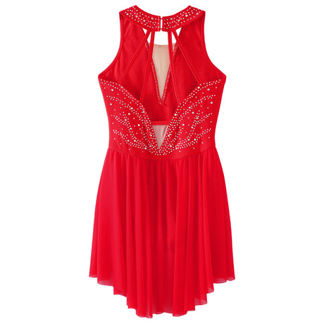 Girls Rhinestone Modern Contemporary Dance Ballet Dress Leotard Costume