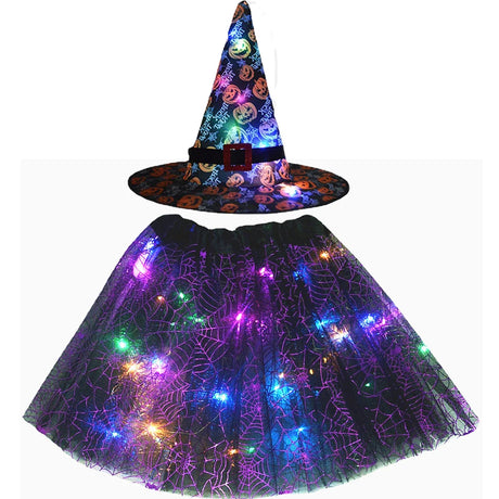LED Witch Stars Tutu Skirt Glow Party Costumes Halloween