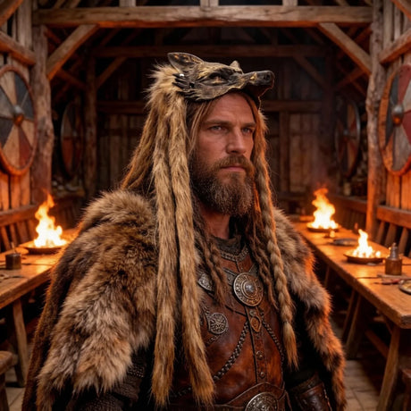 Unisex Viking Faux Fur Headdresses and Wolf Head Masks
