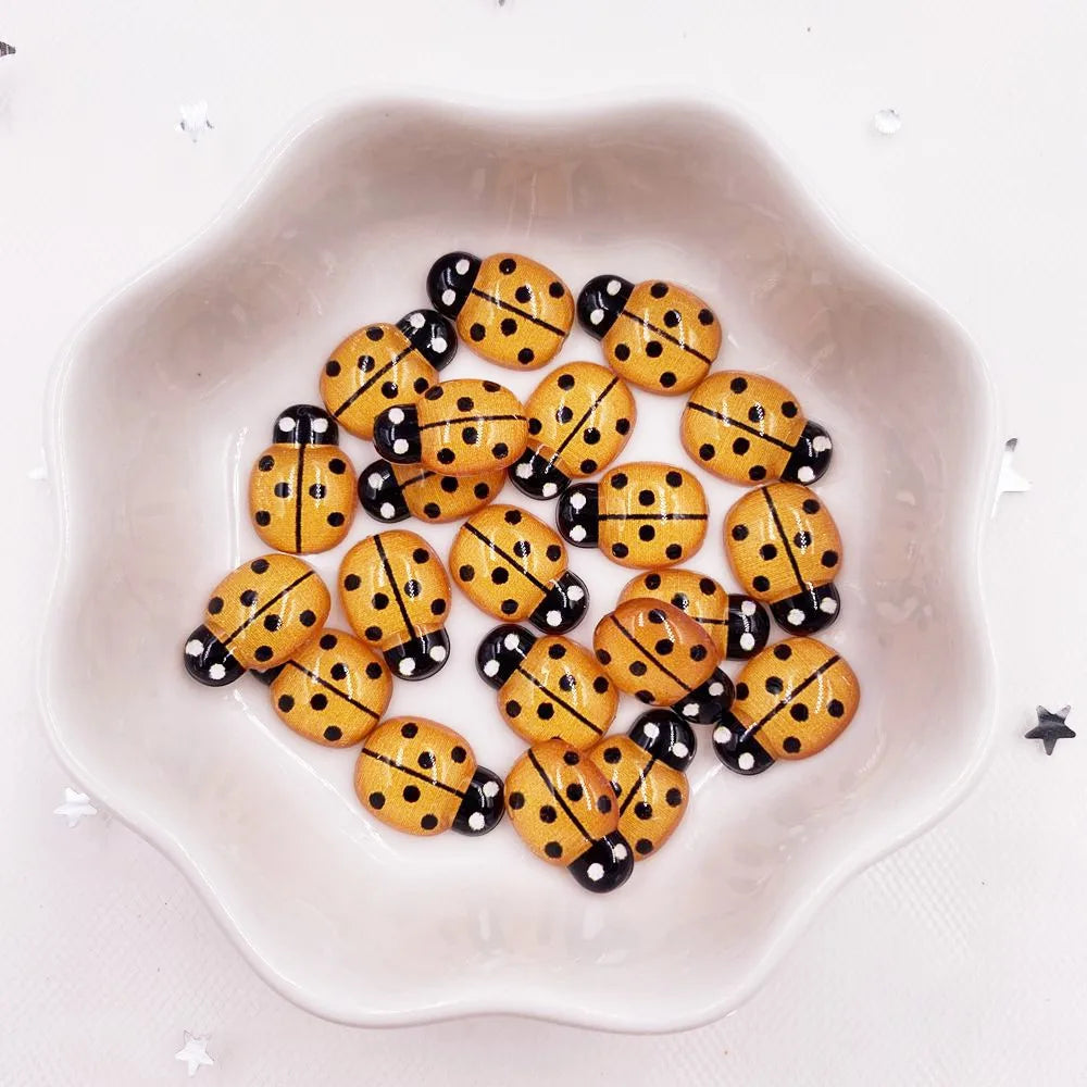 Sixty Mini Red Ladybug Beetles Resin 9mm*13mm Flatback Cabochon DIY Craft