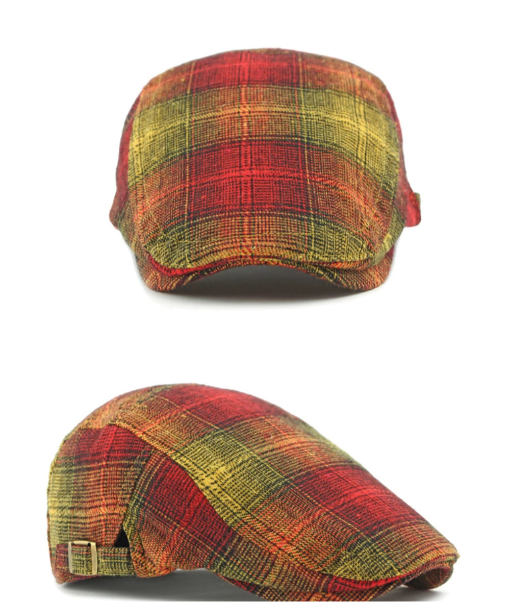 Bright Plaid Ivy Beret Caps
