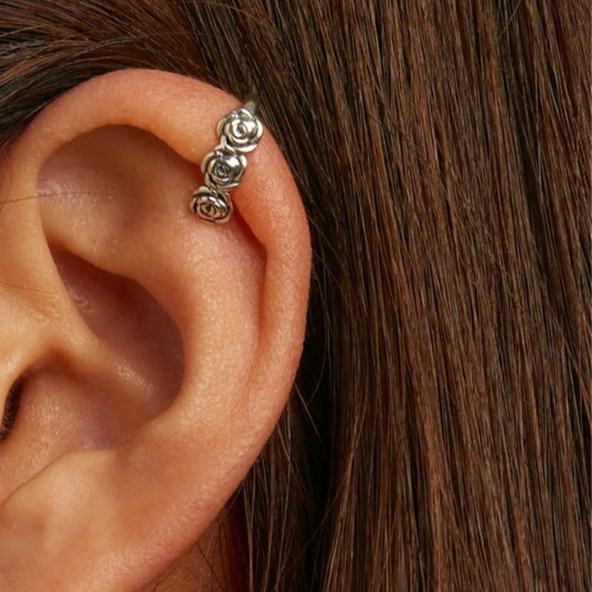 925 Sterling Silver Rose Dragonfly Ear Clips