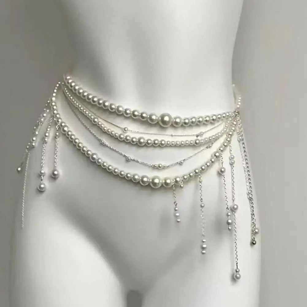 Multilayer Pearl Waist Chain Belt Body Jewellery