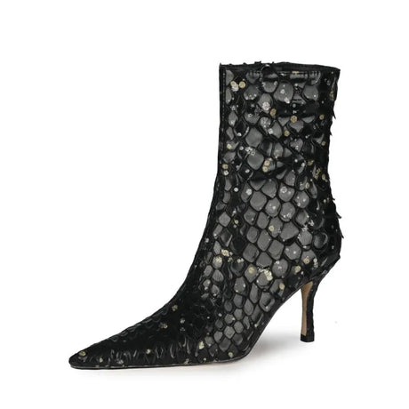 Sssseriously Ssssasssy Sssshort Boots Black Red Snake Ankle Boots