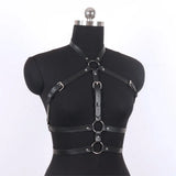 Gothic Dark Faux Leather Halter Body Harness, Adjustable Chest Strap Halloween Vampire Witch Cosplay