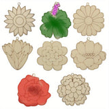 24Pcs Wooden Flower Head Hanging Ornaments For Decorations and Gifts DIY Wood Craft Project