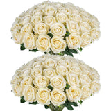 50 Pcs Velvet Roses Artificial Flowers Real Touch Fake Roses Valentine's DIY Wedding Bouquet Home Decor