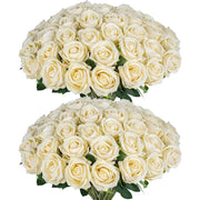 50 Pcs Velvet Roses Artificial Flowers Real Touch Fake Roses Valentine's DIY Wedding Bouquet Home Decor