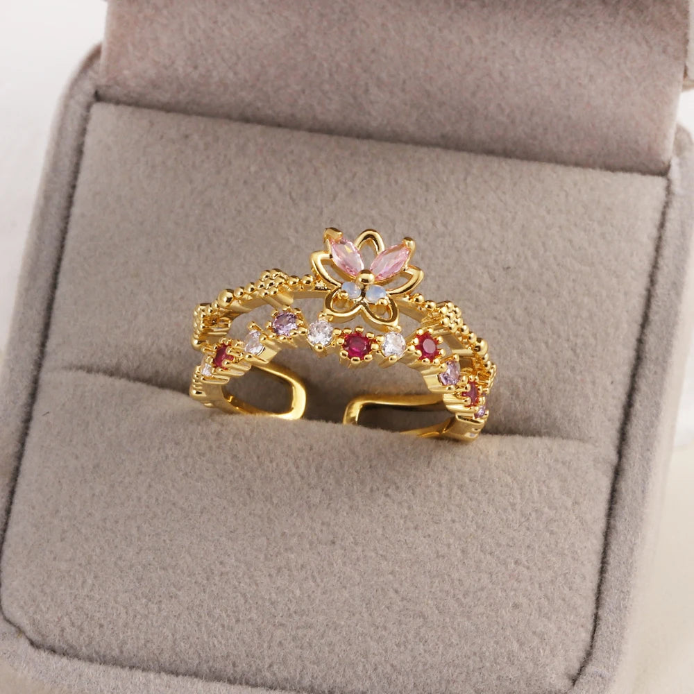 Sweet and Dainty Colourful Zircon Rings Gift Idea