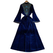 Royal Peacock Velvet Dress