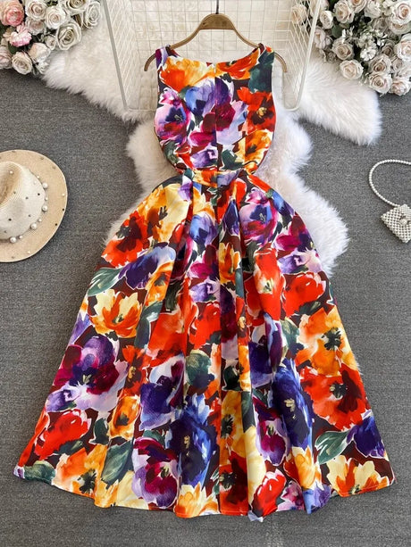 Spring Races Floral Tank Dress with Pockets