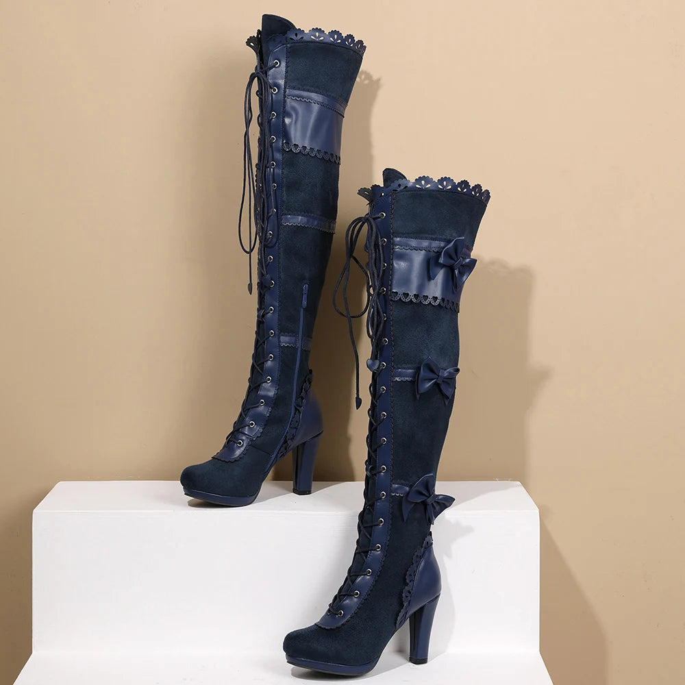Steampunk Victorian Thigh High Pirate Boots Lace Up Cosplay Boots