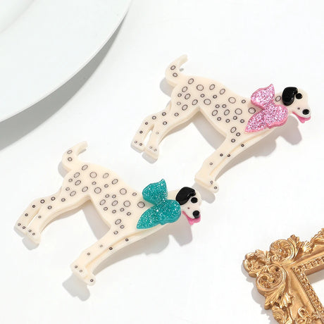 Acrylic Brooch Dalmatian Dog with Rainbow Wellingtons