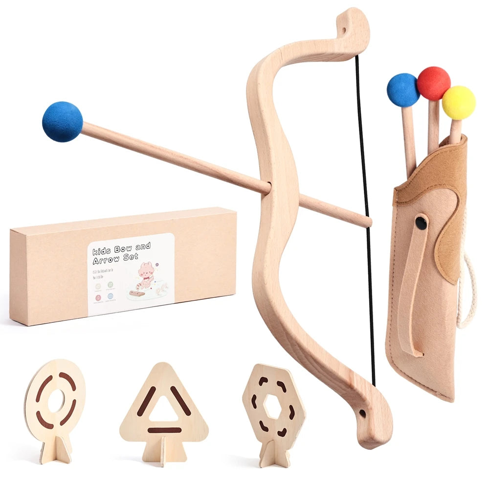 Bow and Arrow Toy Archery Set for Children Montessori Wooden Outdoor Toys Fine Motor Skills