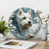 West Highland White Terrier 2D Printed Circular Metal Decorative Sign